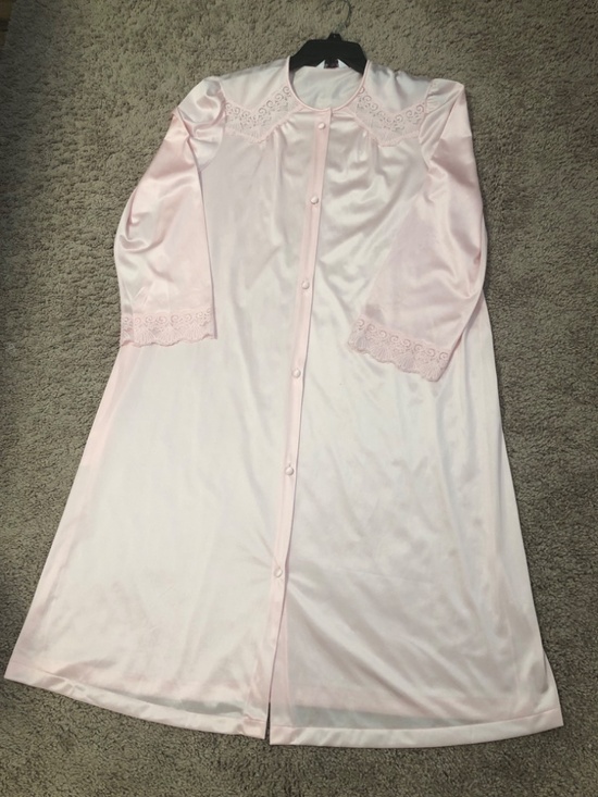 Vanity Fair Other - Vintage Vanity Fair Pink Lace Trimmed  Nylon Robe/Dressing Gown size M